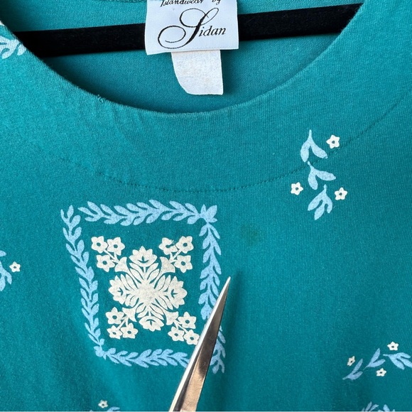 Vintage Sidan Hawaii quilt print t-shirt dress fits XL-XXL - Picture 3 of 5